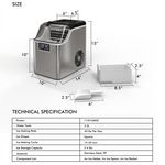 Countertop Ice Maker 40LBS/24H Small Portable Ice Maker Machine with Top Inlet Hole & Ice Scoop Basket