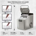 Countertop Ice Maker 40LBS/24H Small Portable Ice Maker Machine with Top Inlet Hole & Ice Scoop Basket