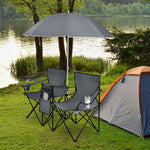 Portable Double Folding Picnic Chair with Umbrella & Mini Table