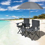 Portable Double Folding Picnic Chair with Umbrella & Mini Table