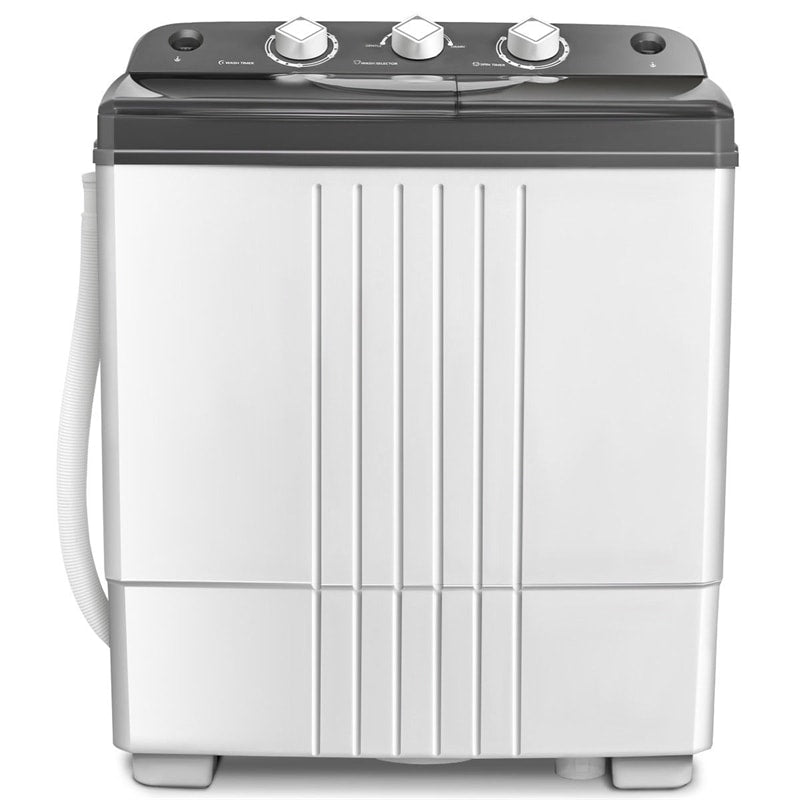 Portable Washing Machine Twin Tub Washer Spin Dryer Combo with Drain Hose, Semi-Automatic 20Lbs Capacity Compact Washer for Apartments Dorms RVs