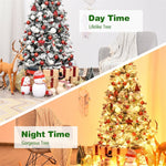 6FT Pre-Lit Snow Flocked Artificial Christmas Tree Premium Hinged Full Tree with 600 PVC Branch Tips & 250 LED Lights