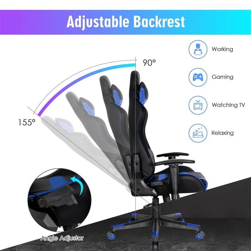 RGB Gaming Chair Ergonomic Video Game Chair High Back Computer Chair with LED Lights, Adjustable Headrest & Lumbar Support