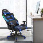 RGB Gaming Chair Ergonomic Video Game Chair High Back Computer Chair with LED Lights, Adjustable Headrest & Lumbar Support