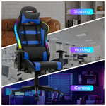 RGB Gaming Chair Ergonomic Video Game Chair High Back Computer Chair with LED Lights, Adjustable Headrest & Lumbar Support