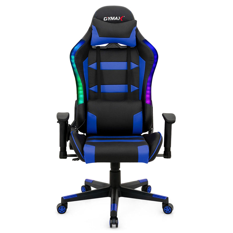 RGB Gaming Chair Ergonomic Video Game Chair High Back Computer Chair with LED Lights, Adjustable Headrest & Lumbar Support