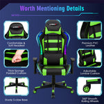 RGB Gaming Chair Ergonomic Video Game Chair High Back Computer Chair with LED Lights, Adjustable Headrest & Lumbar Support