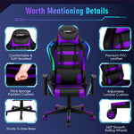 RGB Gaming Chair Ergonomic Video Game Chair High Back Computer Chair with LED Lights, Adjustable Headrest & Lumbar Support