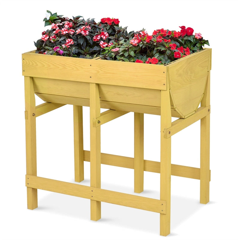 Raised Garden Bed Wooden Vegetable Flower Planter with Liner