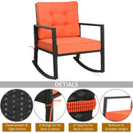 Patio Rattan Rocking Chair Heavy Duty Metal Frame Wicker Outdoor Rocker Chair with Cushions for Garden Porch Backyard Poolside