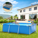 Above Ground Swimming Pool Rectangular Steel Frame Outdoor Pool with Pool Cover