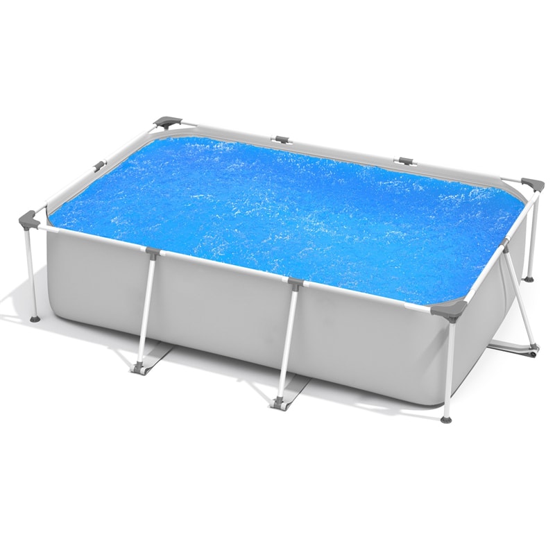 Above Ground Swimming Pool Rectangular Steel Frame Outdoor Pool with Pool Cover