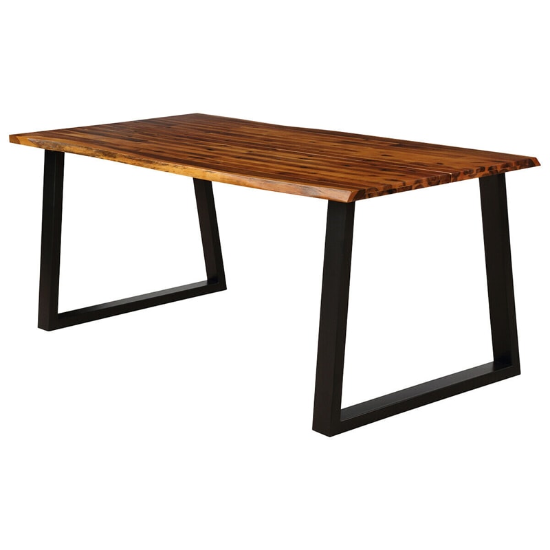 Acacia Wood Dining Table Rectangular Table Rustic Indoor Outdoor Table with Metal Legs