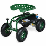 Rolling Garden Cart Gardening Workeseat Garden Scooter with Knob Handle and 4 Wheels