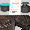 Wicker Outdoor Daybed Round Rattan Sectional Cushioned Sofa Set with Retractable Canopy & Adjustable Coffee Table