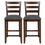 25.5" Bar Stools Set of 2 Counter Height Bar Stools with Backs, Fabric Cushioned Seats & Rubber Wood Frame, Upholstered Bar Stools Kitchen Chairs