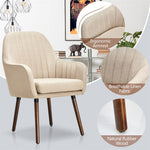 Modern Fabric Accent Chairs Set of 2 Upholstered Armchairs with Wood Legs for Living Room Dining Room Bedroom