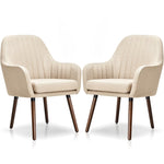 Modern Fabric Accent Chairs Set of 2 Upholstered Armchairs with Wood Legs for Living Room Dining Room Bedroom