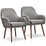 Modern Fabric Accent Chairs Set of 2 Upholstered Armchairs with Wood Legs for Living Room Dining Room Bedroom