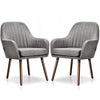 Modern Fabric Accent Chairs Set of 2 Upholstered Armchairs with Wood Legs for Living Room Dining Room Bedroom