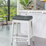 Set of 2 Nailhead Saddle Bar Stools 24"  Backless Counter Height Stool with Cushion