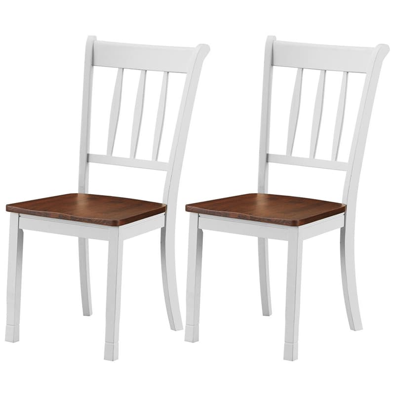 Wood Dining Chairs Set of 2 Armless Kitchen Chairs with Rubber Wood Frame & Curved Slat Back, Modern Farmhouse Dining Room Chairs Side Chairs