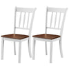 Wood Dining Chairs Set of 2 Armless Kitchen Chairs with Rubber Wood Frame & Curved Slat Back, Modern Farmhouse Dining Room Chairs Side Chairs