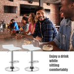 Swivel Bar Stools Set of 2 Height Adjustable Backless Barstools Modern PU Leather Bar Chairs with Chrome Base for Kitchen Island Pub