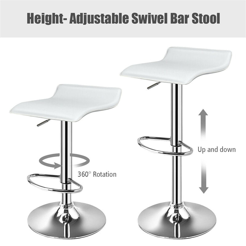 Swivel Bar Stools Set of 2 Height Adjustable Backless Barstools Modern PU Leather Bar Chairs with Chrome Base for Kitchen Island Pub