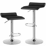 Swivel Bar Stools Set of 2 Height Adjustable Backless Barstools Modern PU Leather Bar Chairs with Chrome Base for Kitchen Island Pub