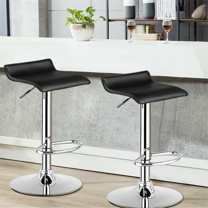 Swivel Bar Stools Set of 2 Height Adjustable Backless Barstools Modern PU Leather Bar Chairs with Chrome Base for Kitchen Island Pub