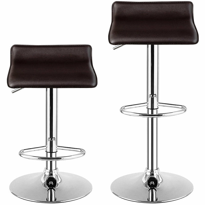 Swivel Bar Stools Set of 2 Height Adjustable Backless Barstools Modern PU Leather Bar Chairs with Chrome Base for Kitchen Island Pub