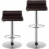 Swivel Bar Stools Set of 2 Height Adjustable Backless Barstools Modern PU Leather Bar Chairs with Chrome Base for Kitchen Island Pub