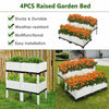 Raised Garden Bed Set of 4 Plastic Elevated Planter Box Kits with Drain Holes & Rattan Wicker Look for Outdoor Indoor Herb Flower Vegetable