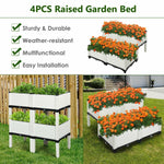 Raised Garden Bed Set of 4 Plastic Elevated Planter Box Kits with Drain Holes & Rattan Wicker Look for Outdoor Indoor Herb Flower Vegetable