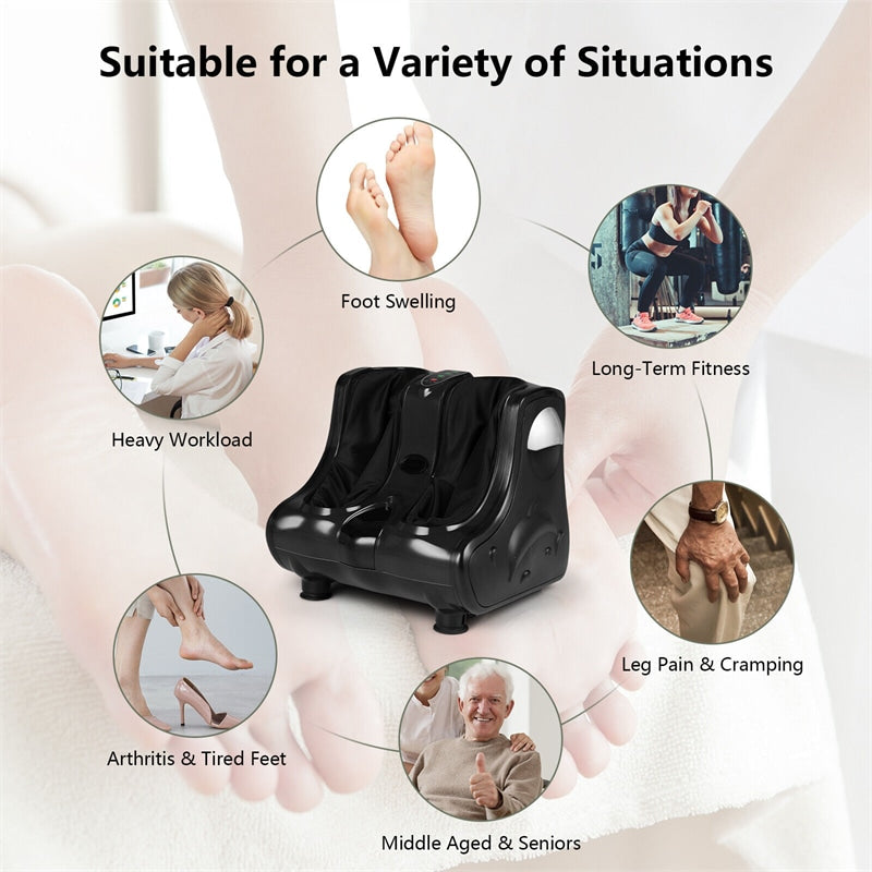 Foot and Calf Massager with Heat, Electric Foot Massager Machine Shiatsu Deep Kneading Rolling Vibration for Leg Relaxation