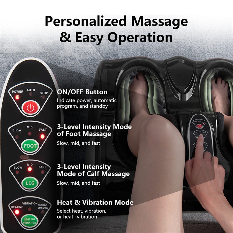 Foot and Calf Massager with Heat, Electric Foot Massage Machine Shiatsu Deep Kneading & Rolling Vibration for Leg Relaxation