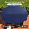 15FT Double-Sided Patio Umbrella Outdoor Market Umbrella with 48 Solar LED Lights & Crank