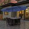 15FT Double-Sided Patio Umbrella Outdoor Market Umbrella with 48 Solar LED Lights & Crank