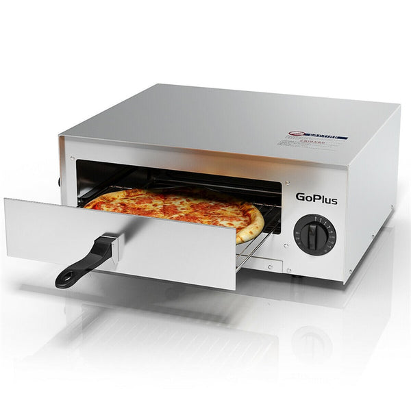 Stainless Steel Pizza Oven Home Commercial Countertop Pizza Maker Kitchen Pizza Toaster with Handle & Removable Pizza Tray