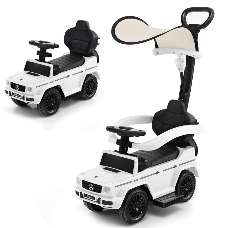 3 In 1 Toddlers Ride on Push Car Mercedes Benz G350 Stroller Sliding Car with Canopy