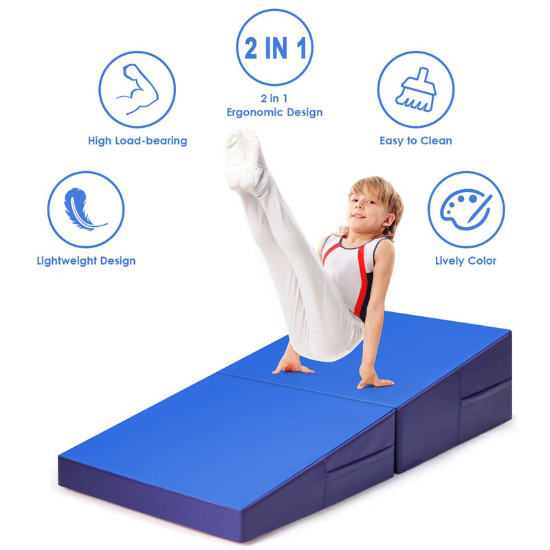 Gymnastic Wedge Mat Cheese Wedge Incline Mat Folding & Non-Folding Tumbling Mat for Home Exercise Adult Kids Play