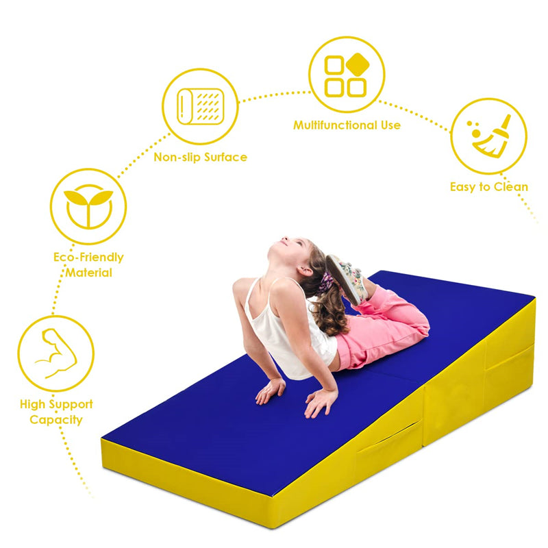 Gymnastic Wedge Mat Cheese Wedge Incline Mat Folding & Non-Folding Tumbling Mat for Home Exercise Adult Kids Play