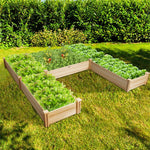 U-Shaped Wooden Garden Raised Bed Vegetable Flower Box for Patio Backyard