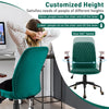 Velvet Home Office Chair Desk Chair Adjustable Swivel Task Chair Upholstered Home Leisure Chair with Rubber Wood Armrest & Copper Casters