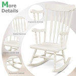 Wood Porch Patio Rocking Chair Glossy Finish Outdoor Rocker for Garden Backyard