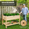 Wood Raised Garden Bed on Wheels, Raised Planter Box Elevated Garden Bed with Storage Shelf, Drainage Holes & Inner Liner