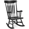 Wood Porch Patio Rocking Chair Glossy Finish Outdoor Rocker for Garden Backyard