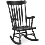 Wood Porch Patio Rocking Chair Glossy Finish Outdoor Rocker for Garden Backyard