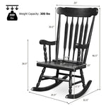 Wood Porch Patio Rocking Chair Glossy Finish Outdoor Rocker for Garden Backyard